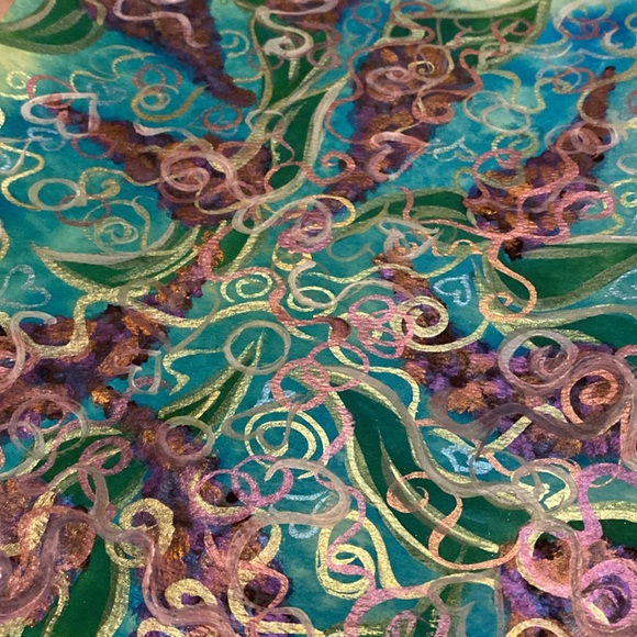 Unframed Original Art Abstract Lilacs in Season Watercolour & Acrylic Painting - Picture 4 of 5